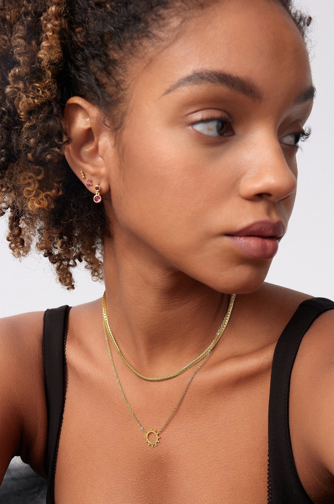 Fuchsia Dangle Sterling Earrings in Gold - Flaire & Co.