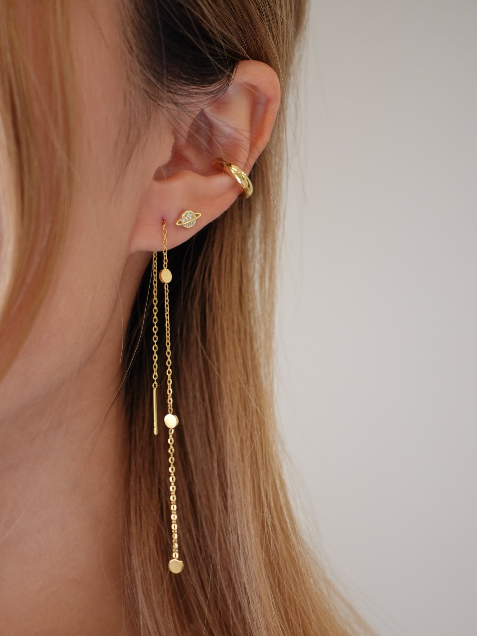 Full Circle Gold Long Threaders - Flaire & Co.