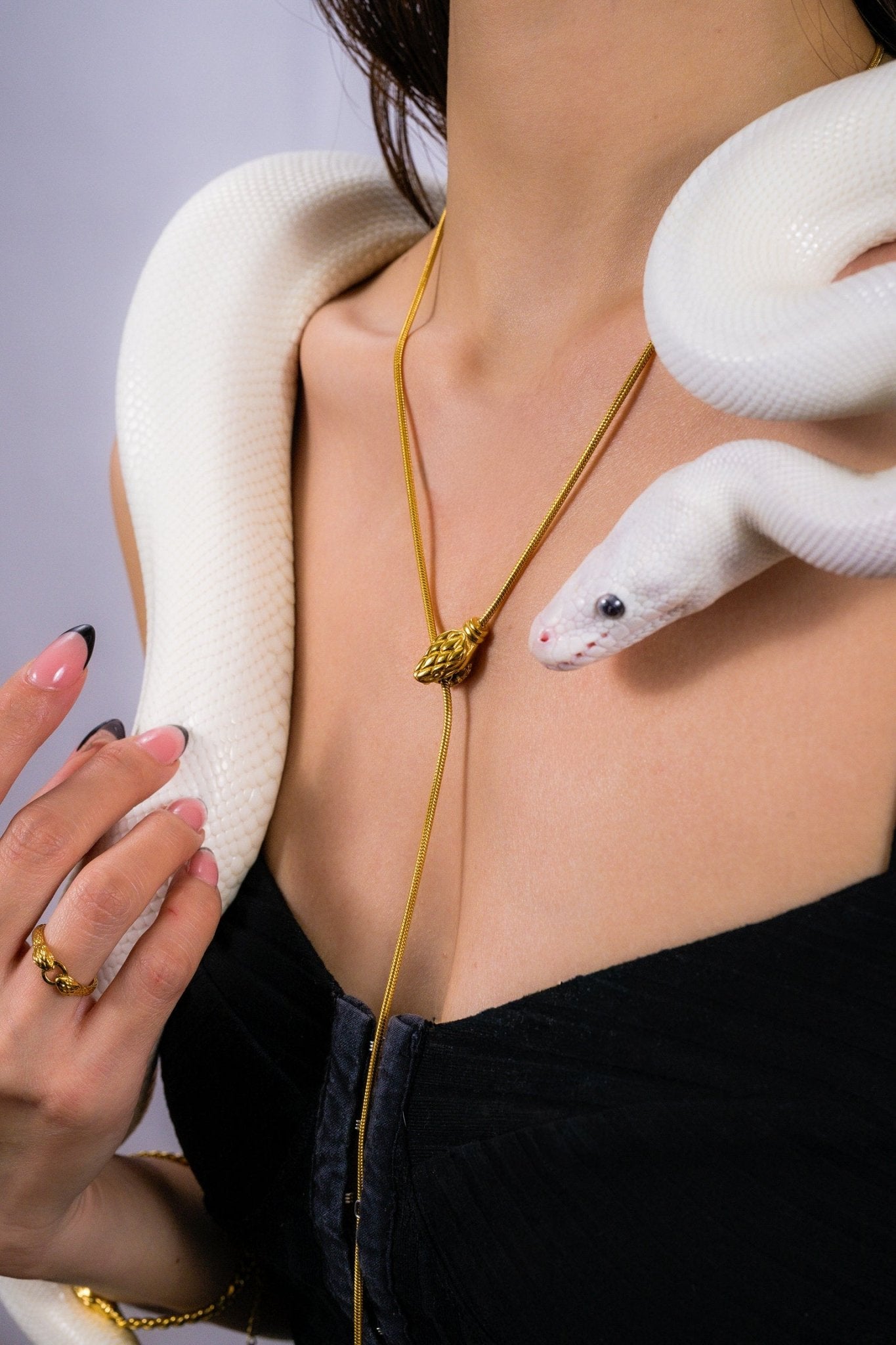 Geometric Snake Lariat Necklace - Flaire & Co.