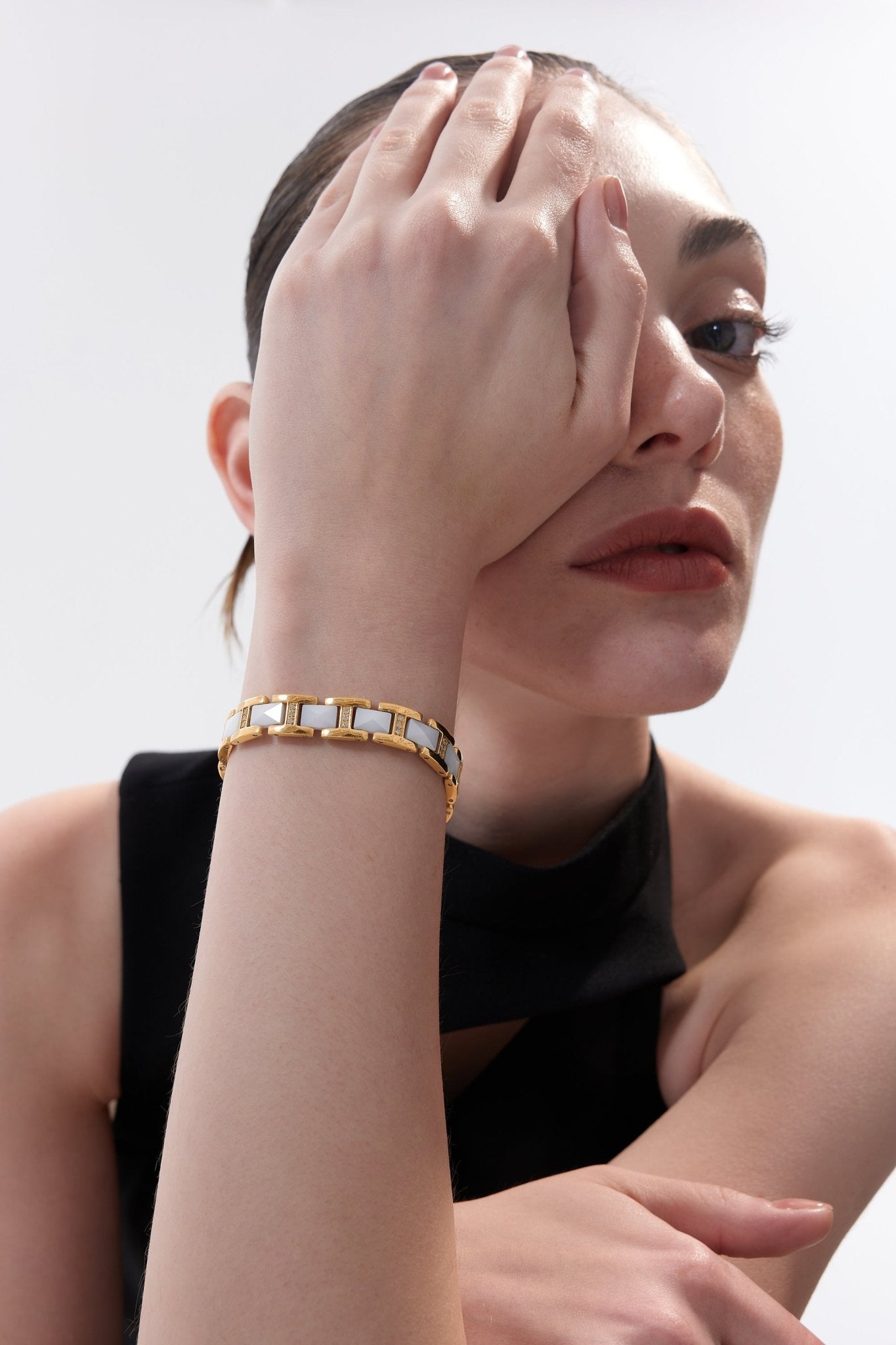 Gold Ceramic Watch Band Bracelet - Flaire & Co.