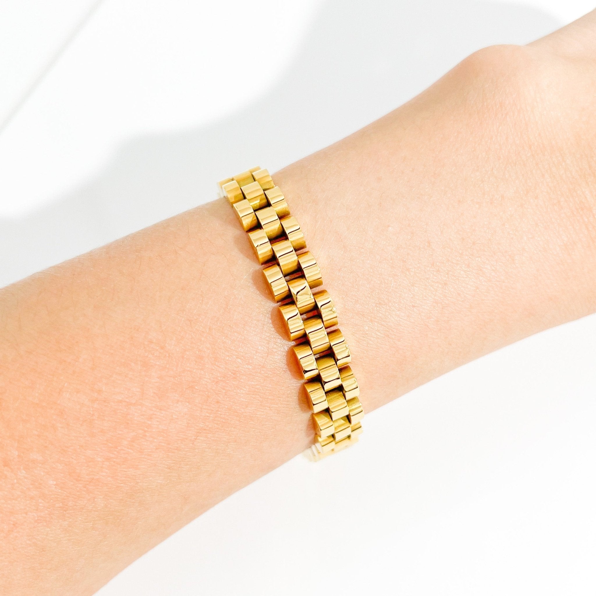 Gold Chunky Watch Band Bracelet - Flaire & Co.