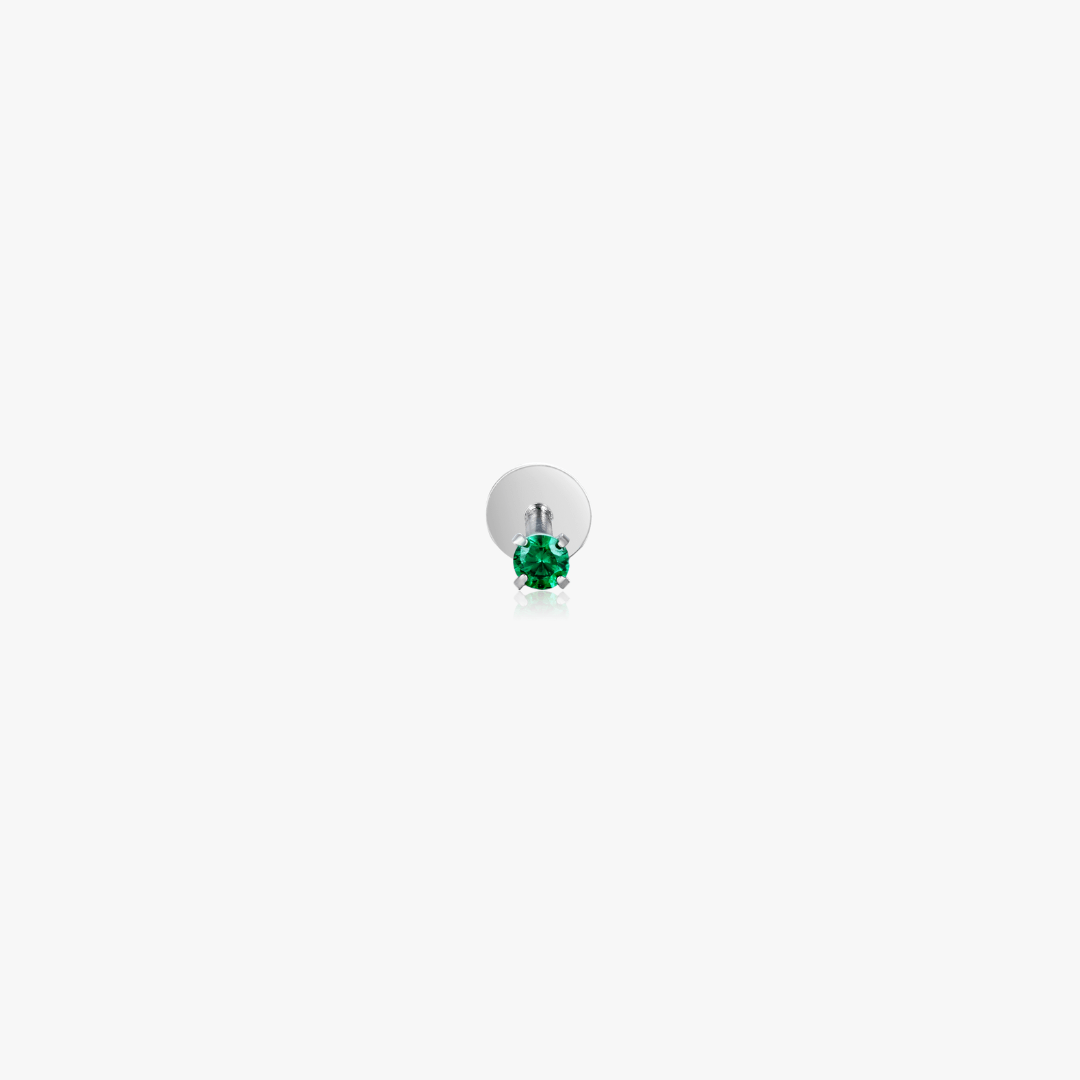 Green 2mm CZ Titanium Flat Back Stud (Single) - Flaire & Co.