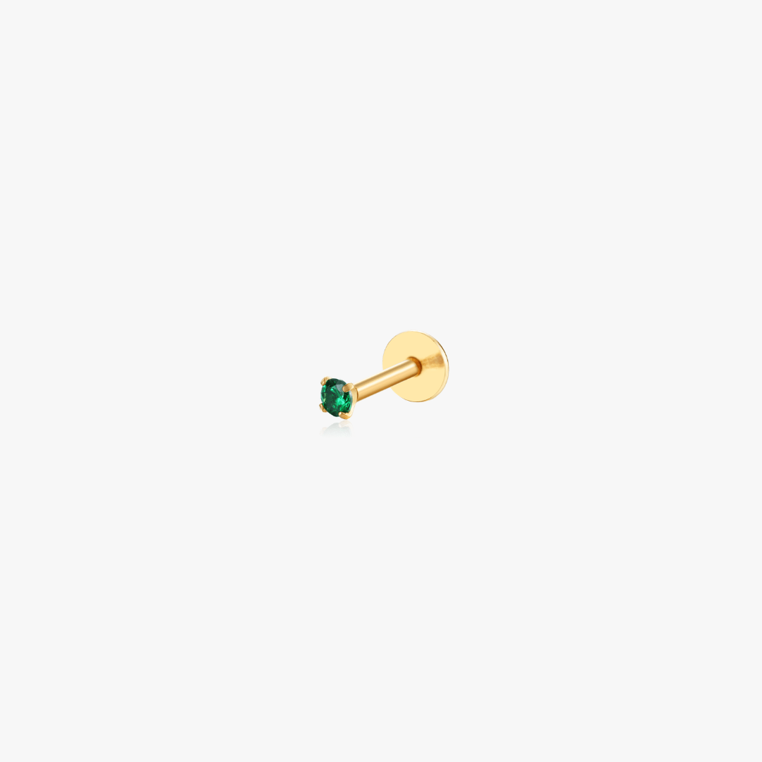 Green 2mm CZ Titanium Flat Back Stud (Single) - Flaire & Co.