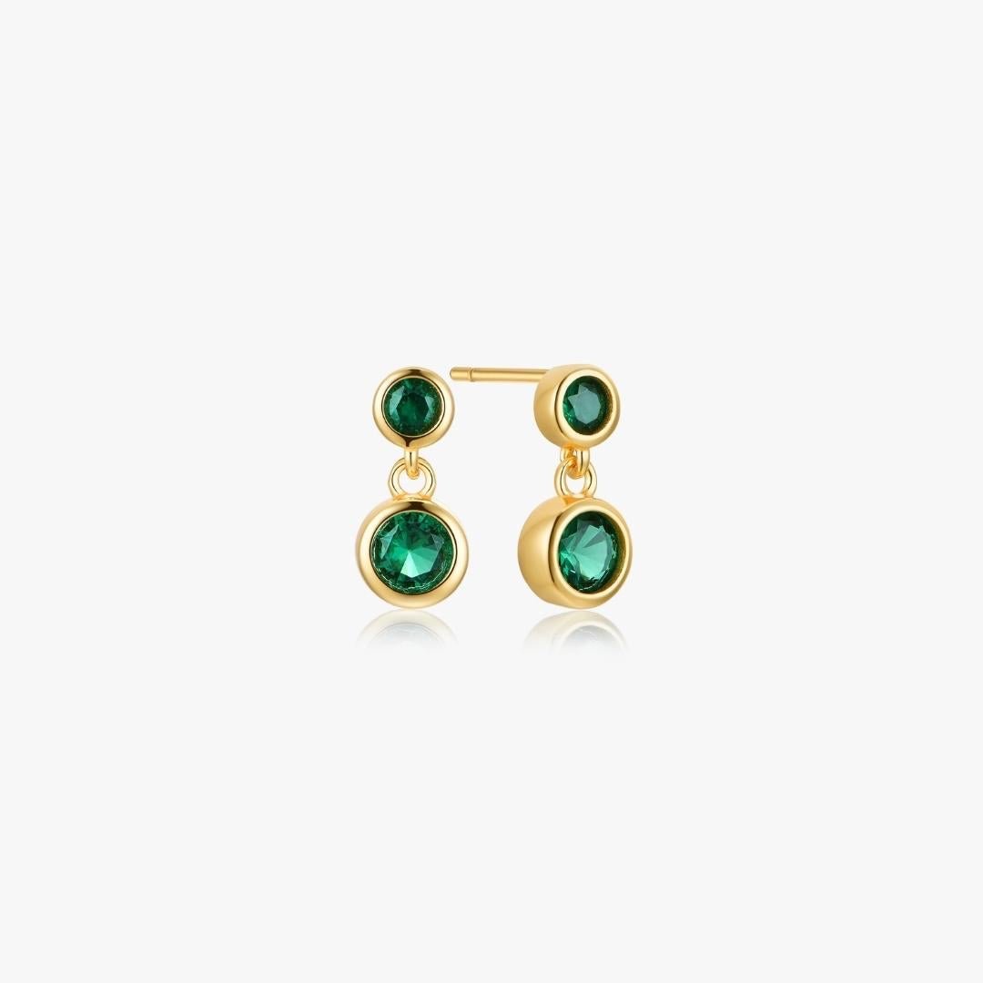 Green Dangle Sterling Earrings in Gold - Flaire & Co.