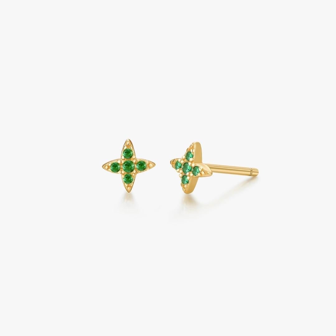 Green Gem Estrella Studs in Gold - Flaire & Co.