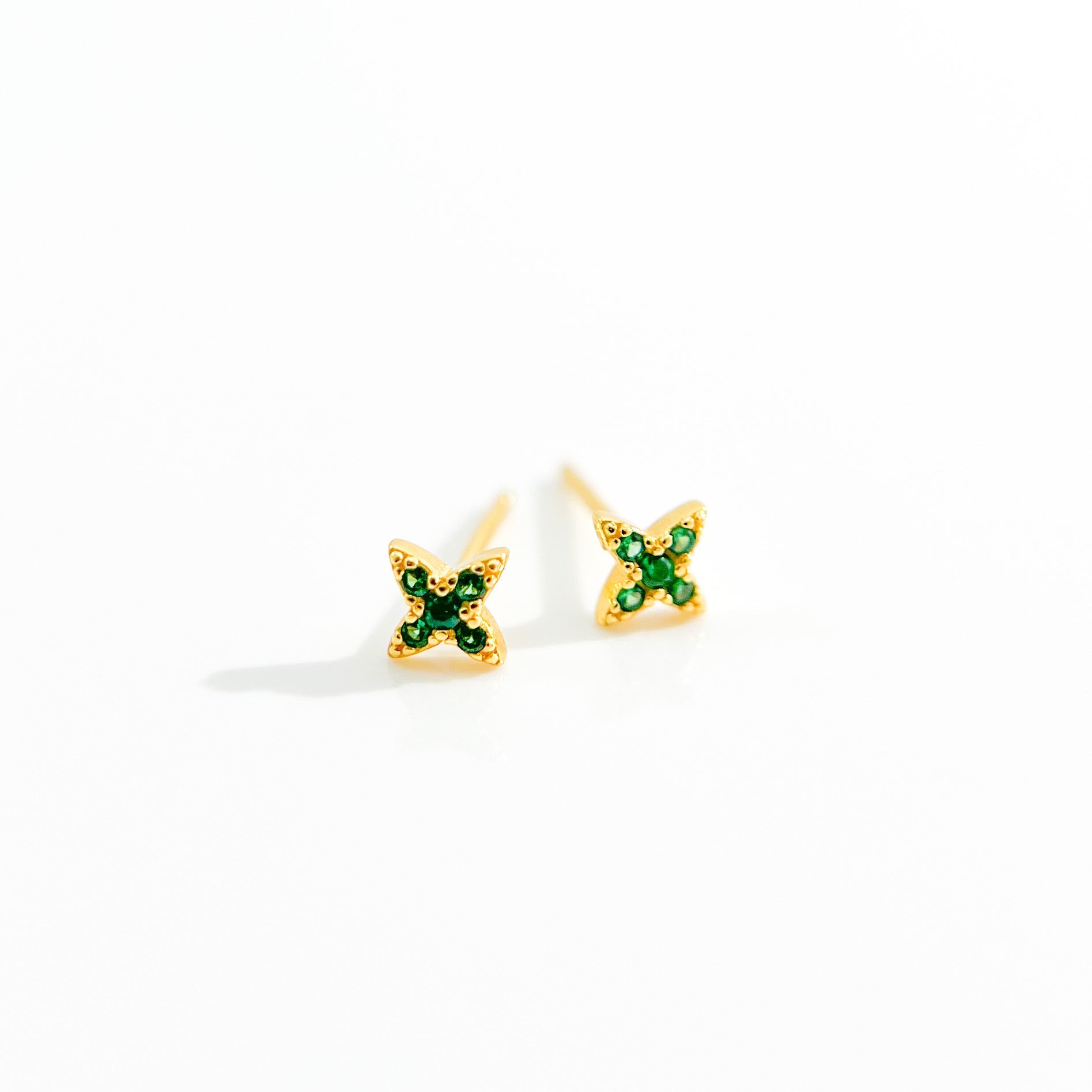 Green Gem Estrella Studs in Gold - Flaire & Co.