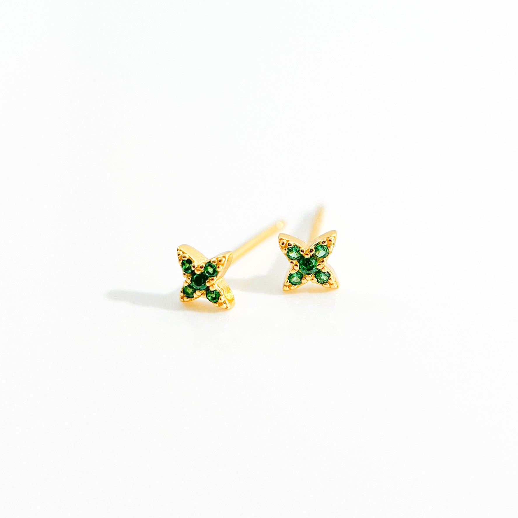 Green Gem Estrella Studs in Gold - Flaire & Co.