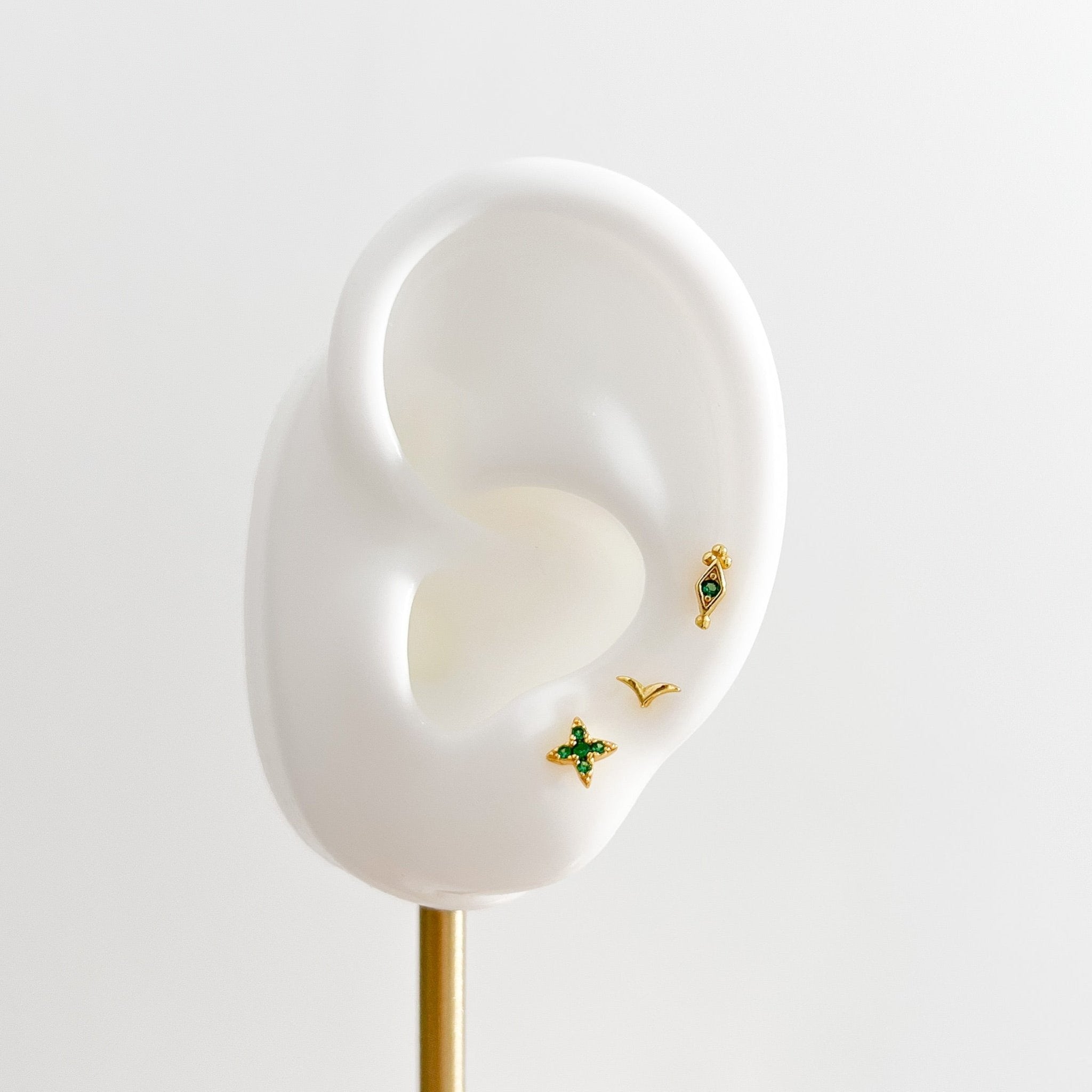 Green Gem Estrella Studs in Gold - Flaire & Co.