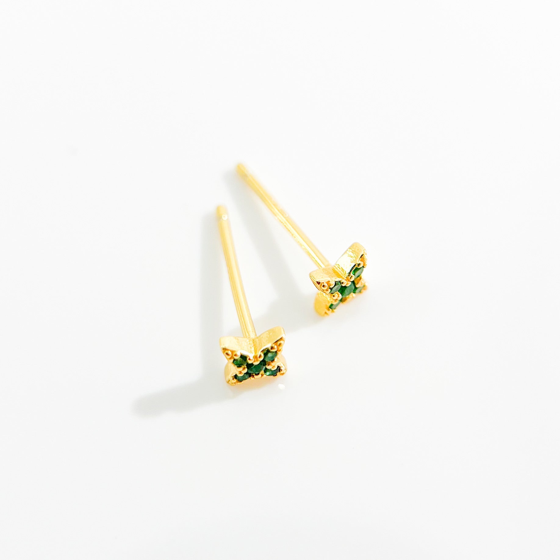 Green Gem Estrella Studs in Gold - Flaire & Co.