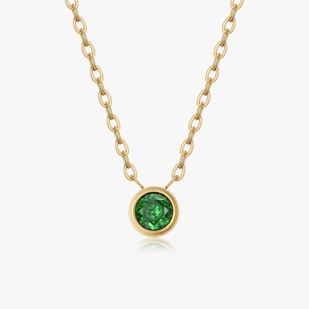 Green Single Gem Necklace in Gold - Flaire & Co.