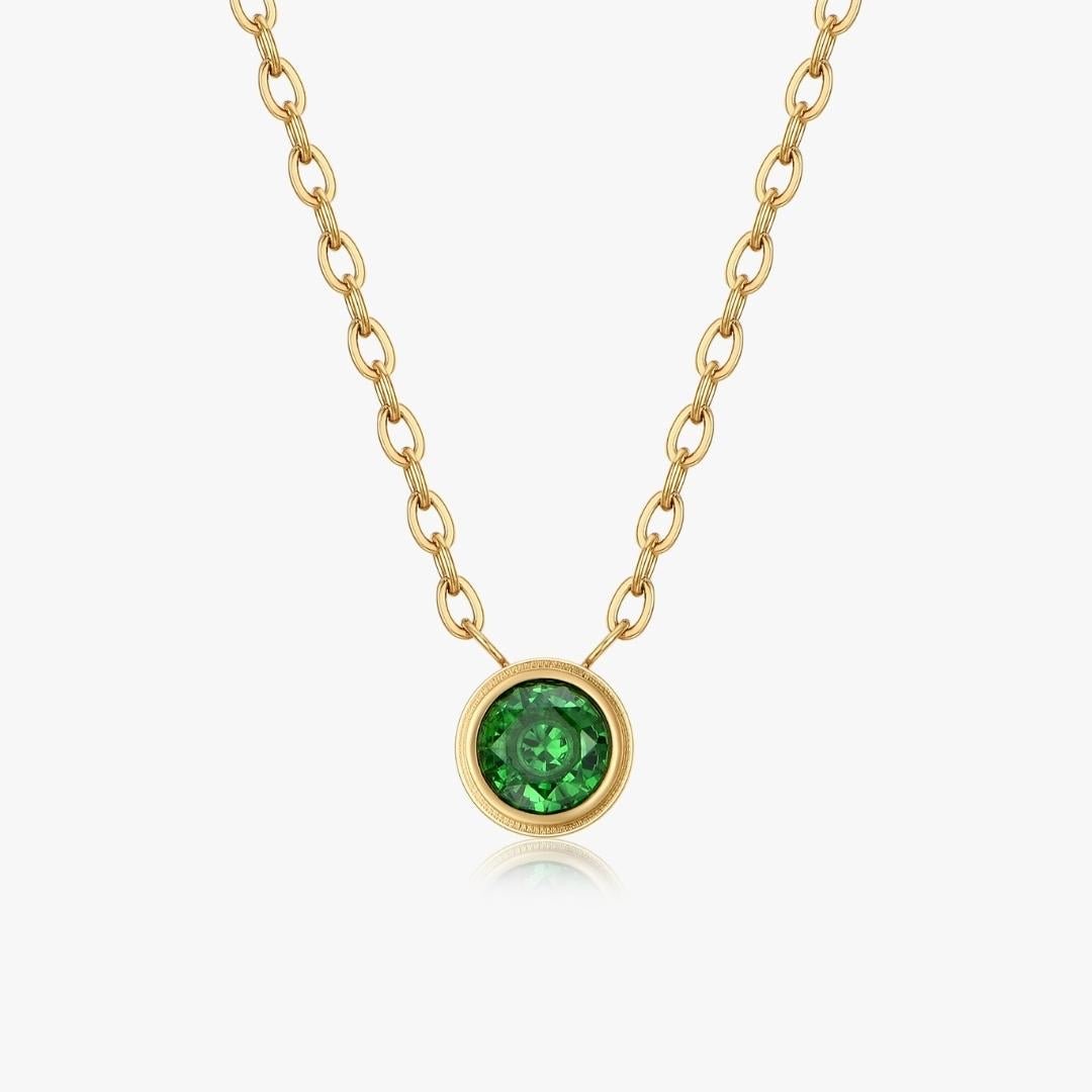 Green Single Gem Necklace in Gold Green Single Gem Necklace in Gold