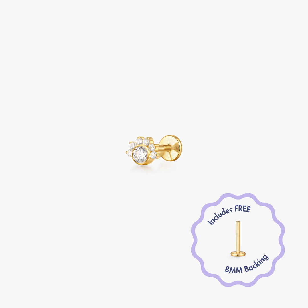 Halo Cluster Titanium Flat Back Stud (Single) - Flaire & Co.