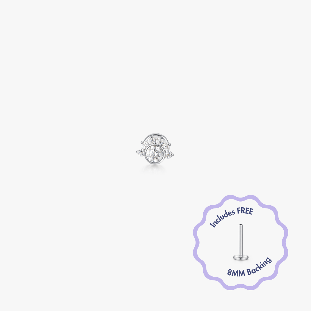 Halo Cluster Titanium Flat Back Stud (Single) - Flaire & Co.