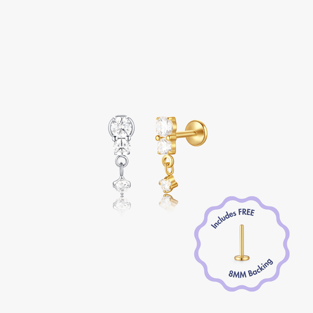 Iris Titanium Flat Back Stud (Single) - Flaire & Co.