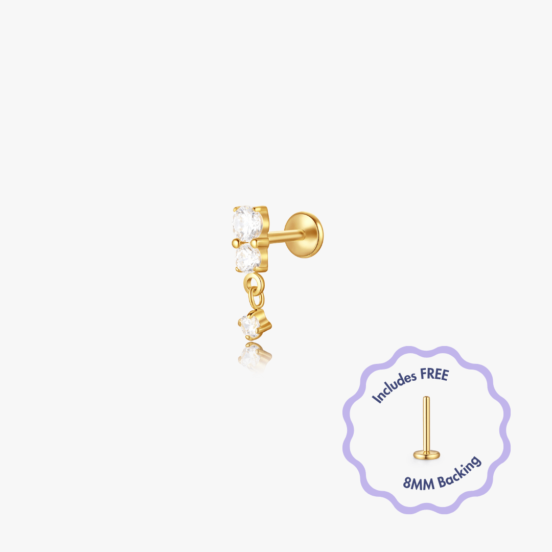 Iris Titanium Flat Back Stud (Single) - Flaire & Co.