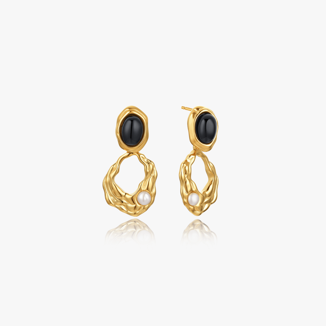 Kaia Molten Drop Earrings With Pearl - Flaire & Co.