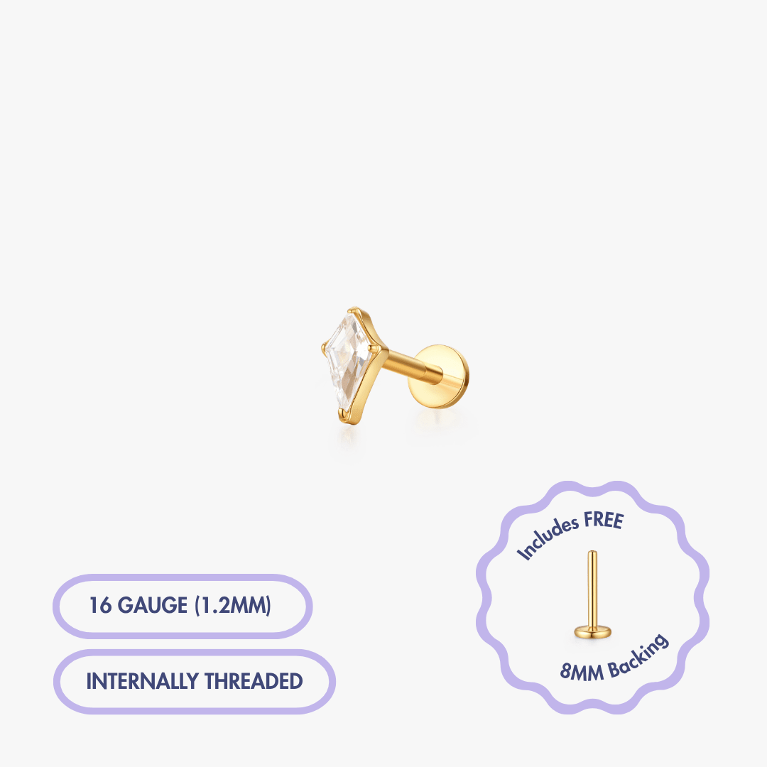 Kite Gem Titanium Flat Back Stud (Single) - Flaire & Co.