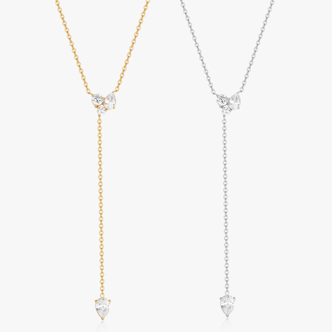 Lariat Cluster Gems Necklace - Flaire & Co.