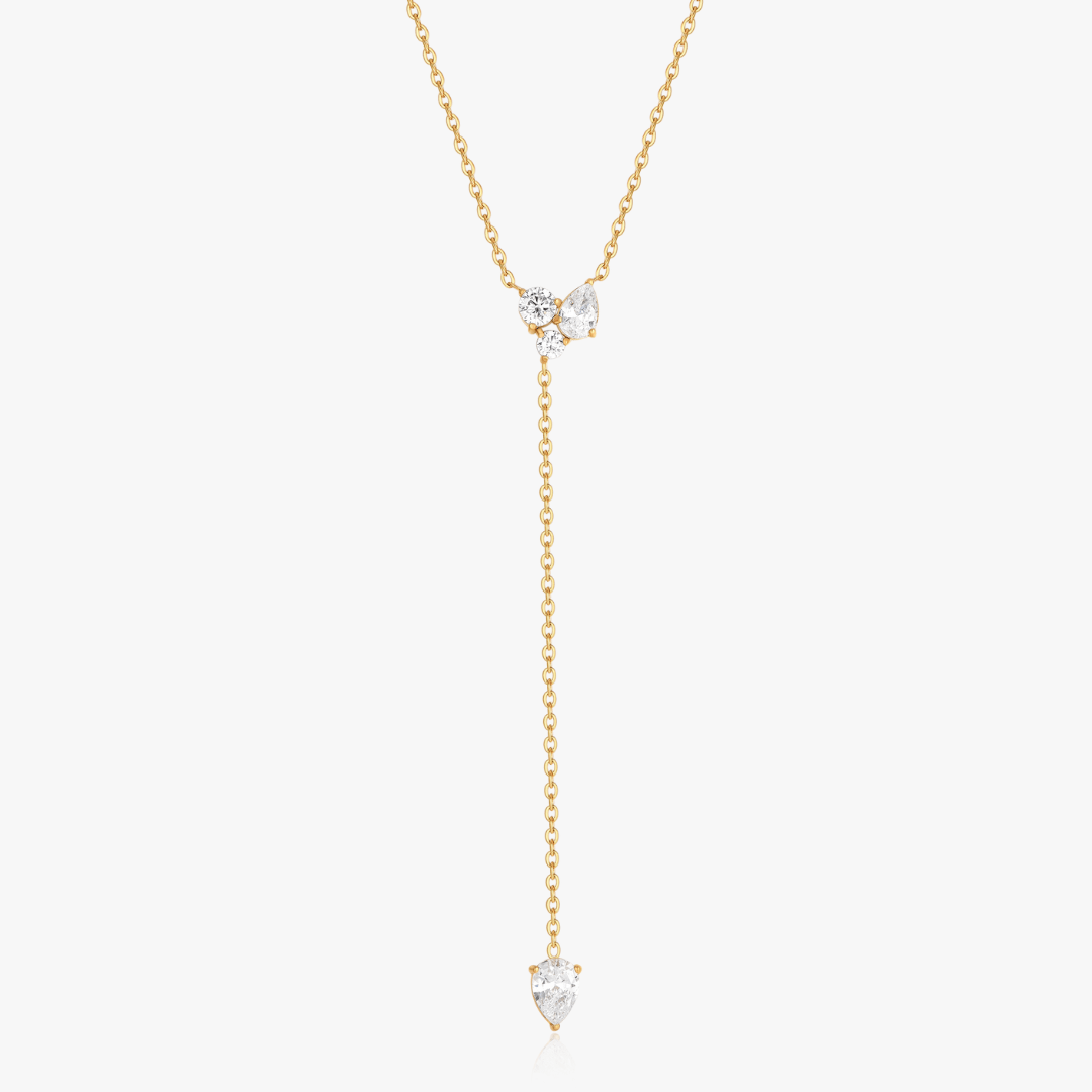 Lariat Cluster Gems Necklace - Flaire & Co.