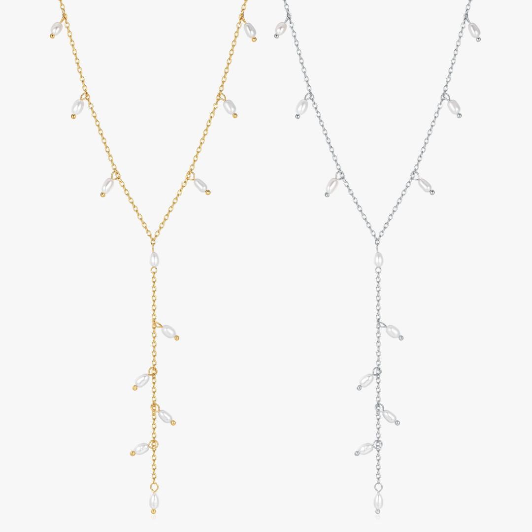 Lariat Mini Pearls Necklace - Flaire & Co.