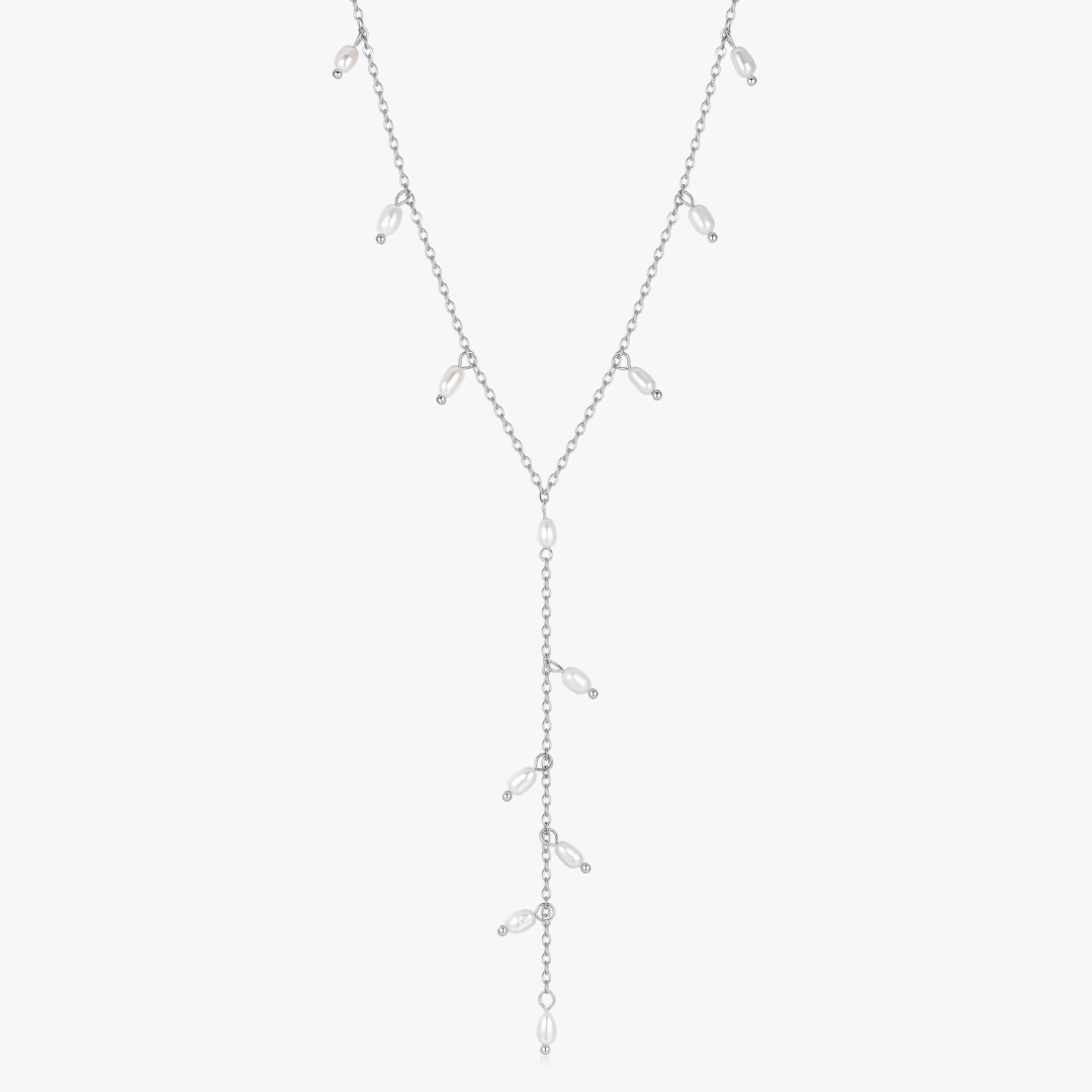 Lariat Mini Pearls Necklace - Flaire & Co.