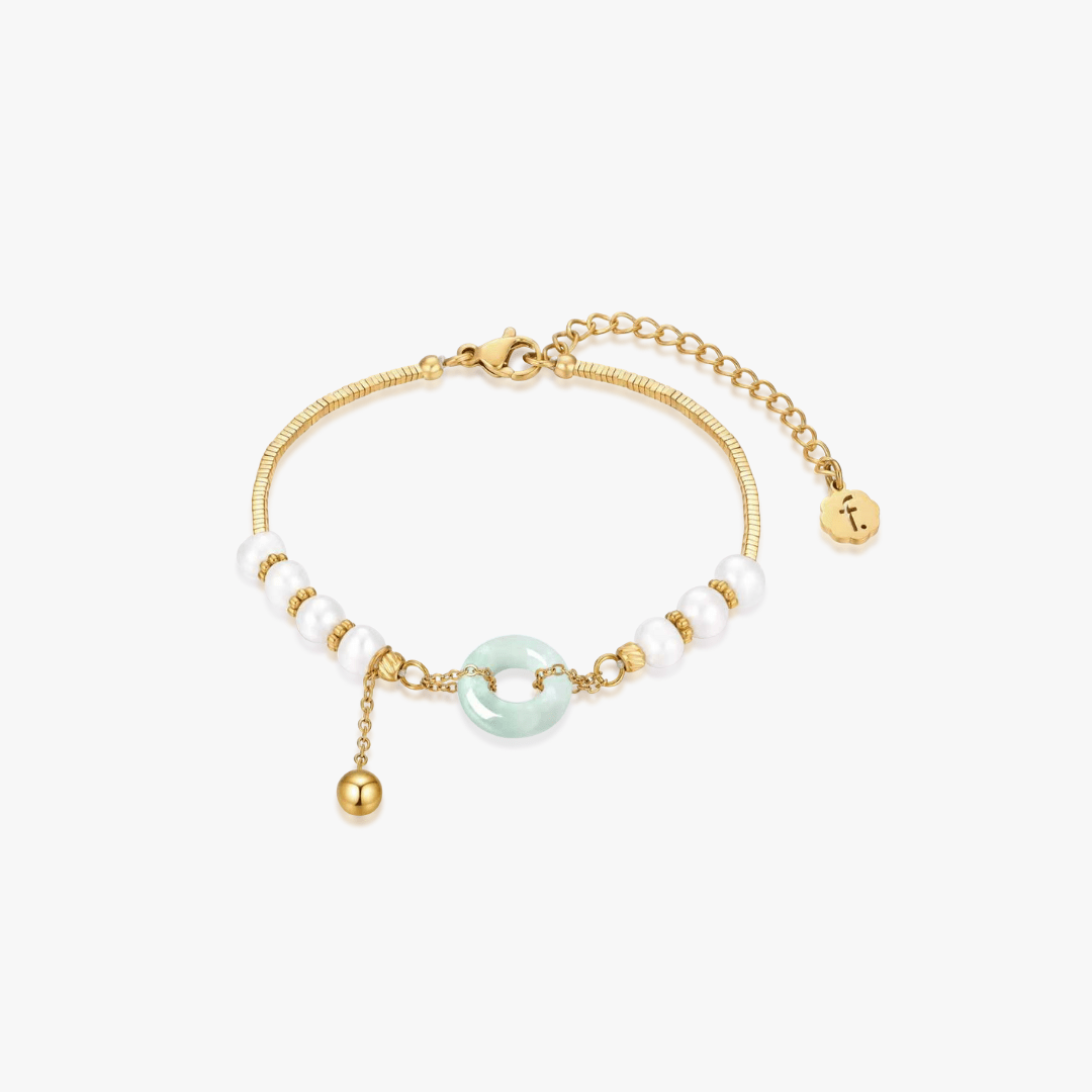 LIMITED EDITION: Jade Peace Buckle Pearl Bracelet | Flaire & Co.