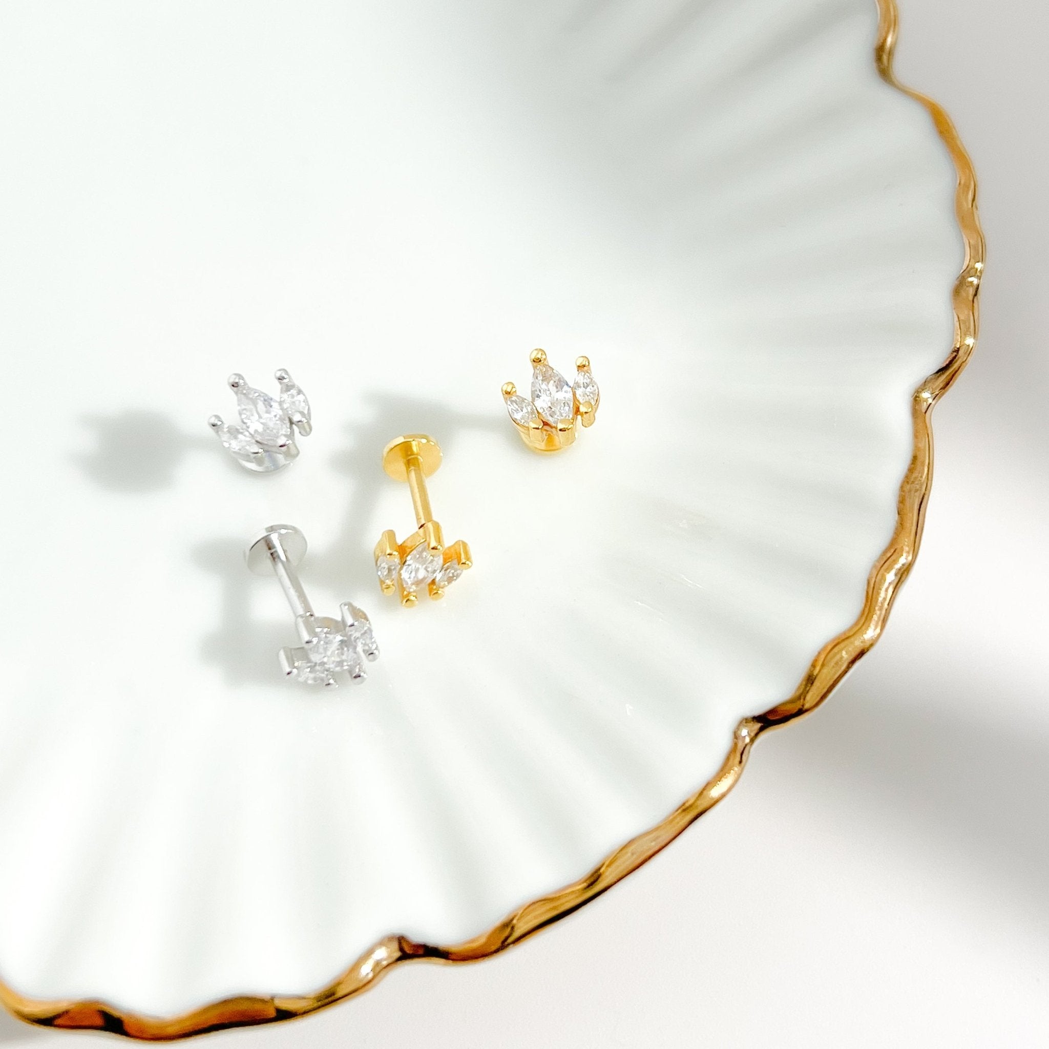 Marquise Threadless Flat Back Studs - Flaire & Co.