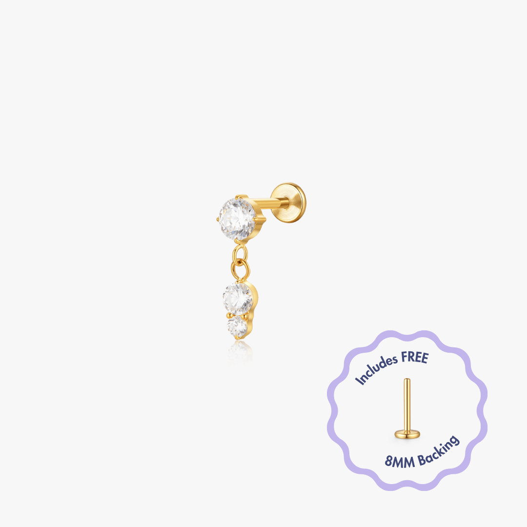Mia Titanium Flat Back Stud (Single) - Flaire & Co.