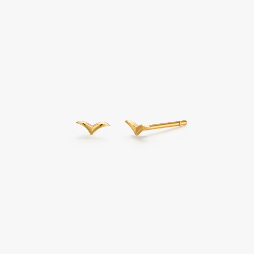 Micro Seagull Studs in Gold - Flaire & Co.