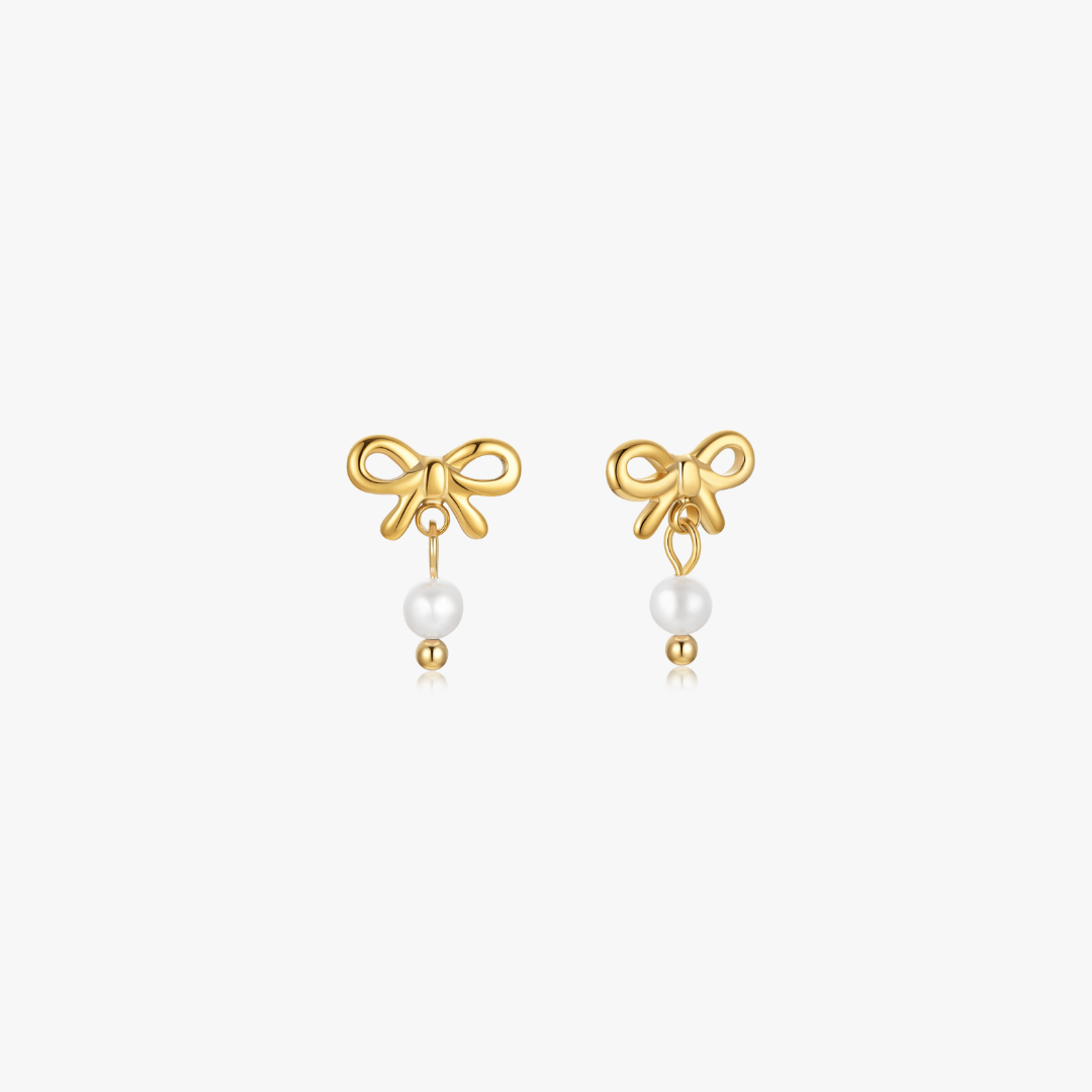 Mini Bow Earrings With Pearls - Flaire & Co.