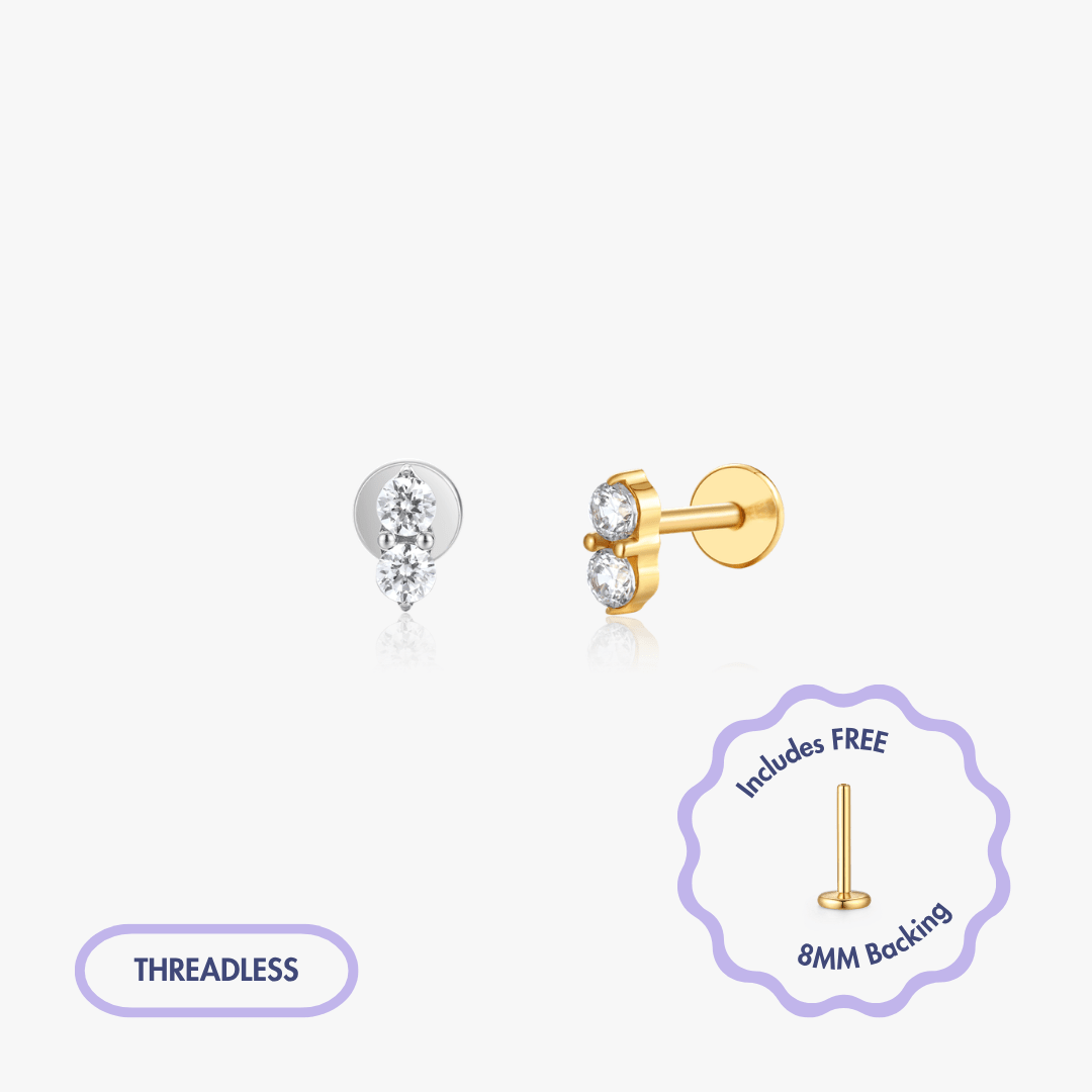 Mini Shimmer CZ Titanium Flat Back Stud (Single) - Flaire & Co.