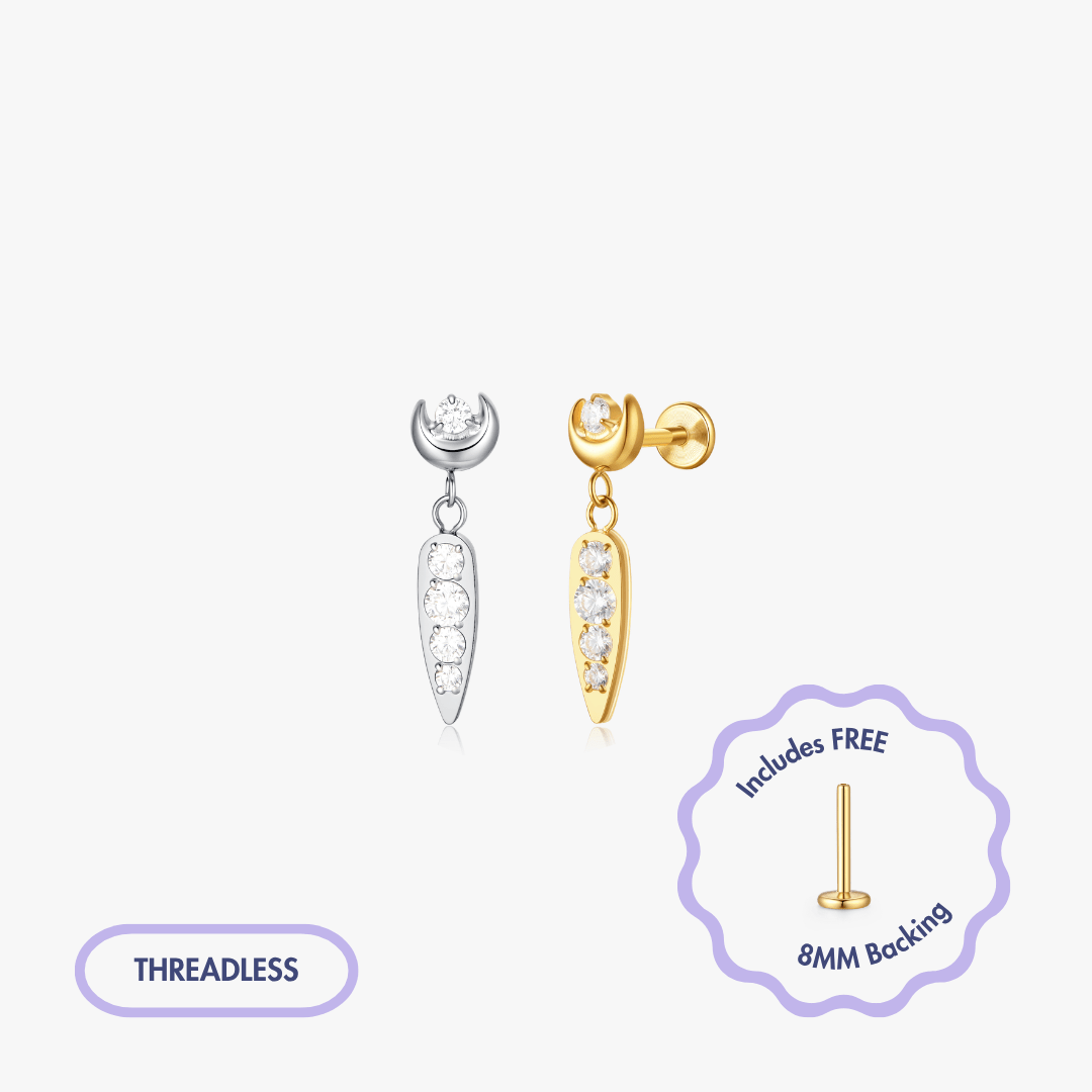 Moonlight Titanium Flat Back Stud (Single) - Flaire & Co.