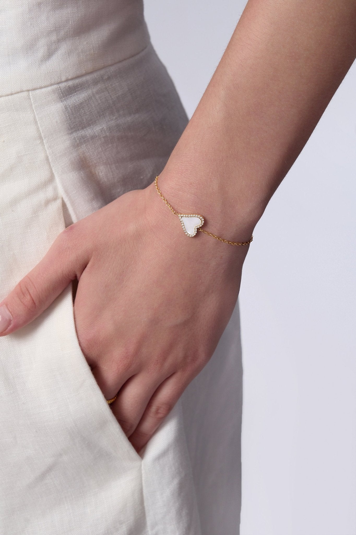 Mother of Pearl Pave Heart Bundle in Gold - Flaire & Co.