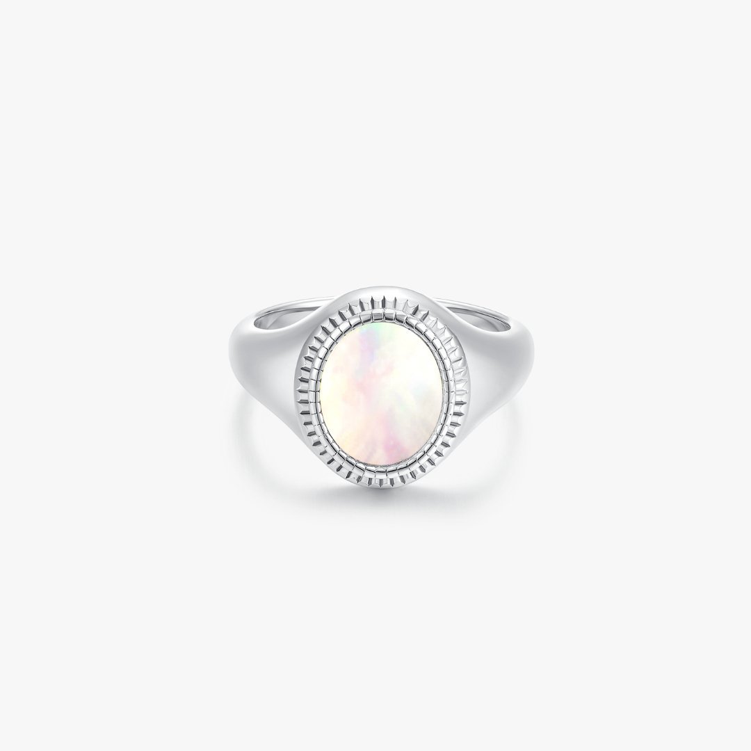 Mother of Pearl Signet Ring (Unisex) - Flaire & Co.