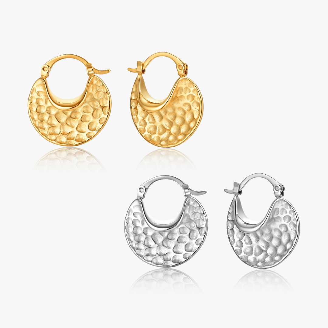 Nia Hammered Bold Hoops - Flaire & Co.