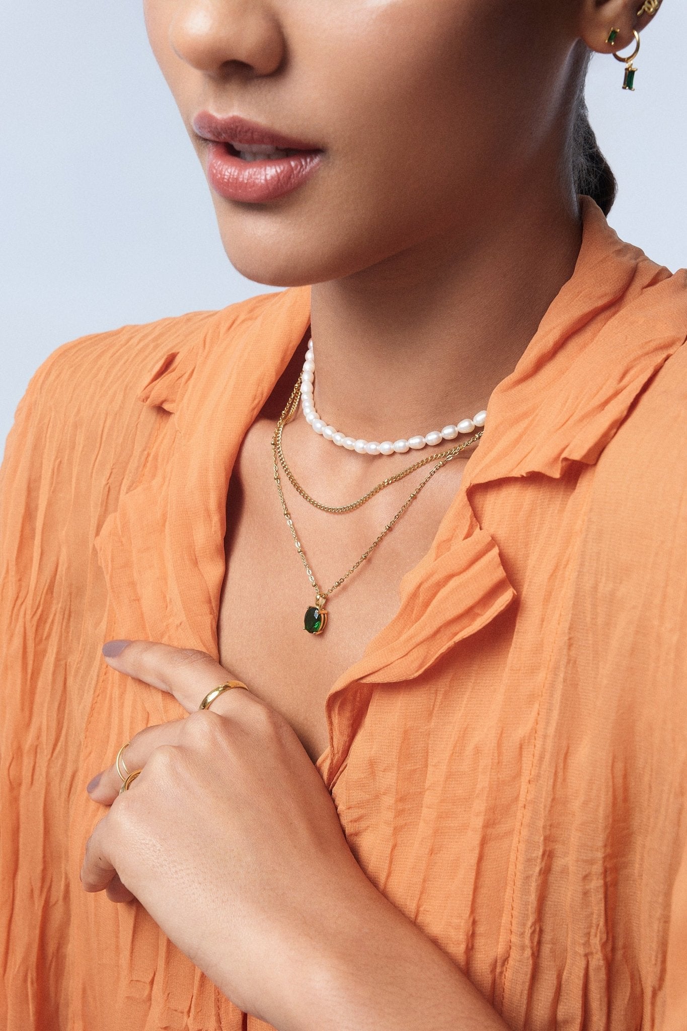 Oval Gem Necklace in Green - Flaire & Co.