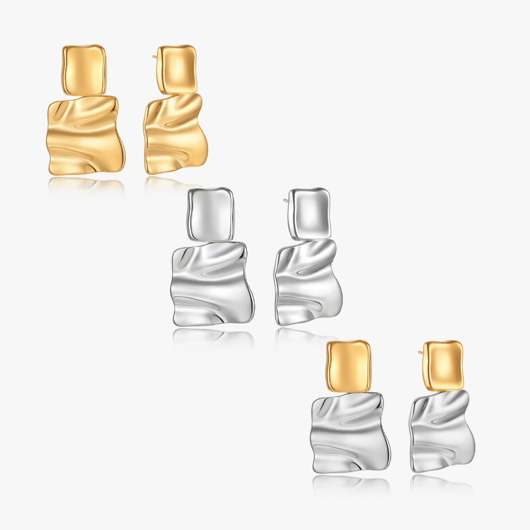 Paige Organic Rectangle Drop Earrings - Flaire & Co.