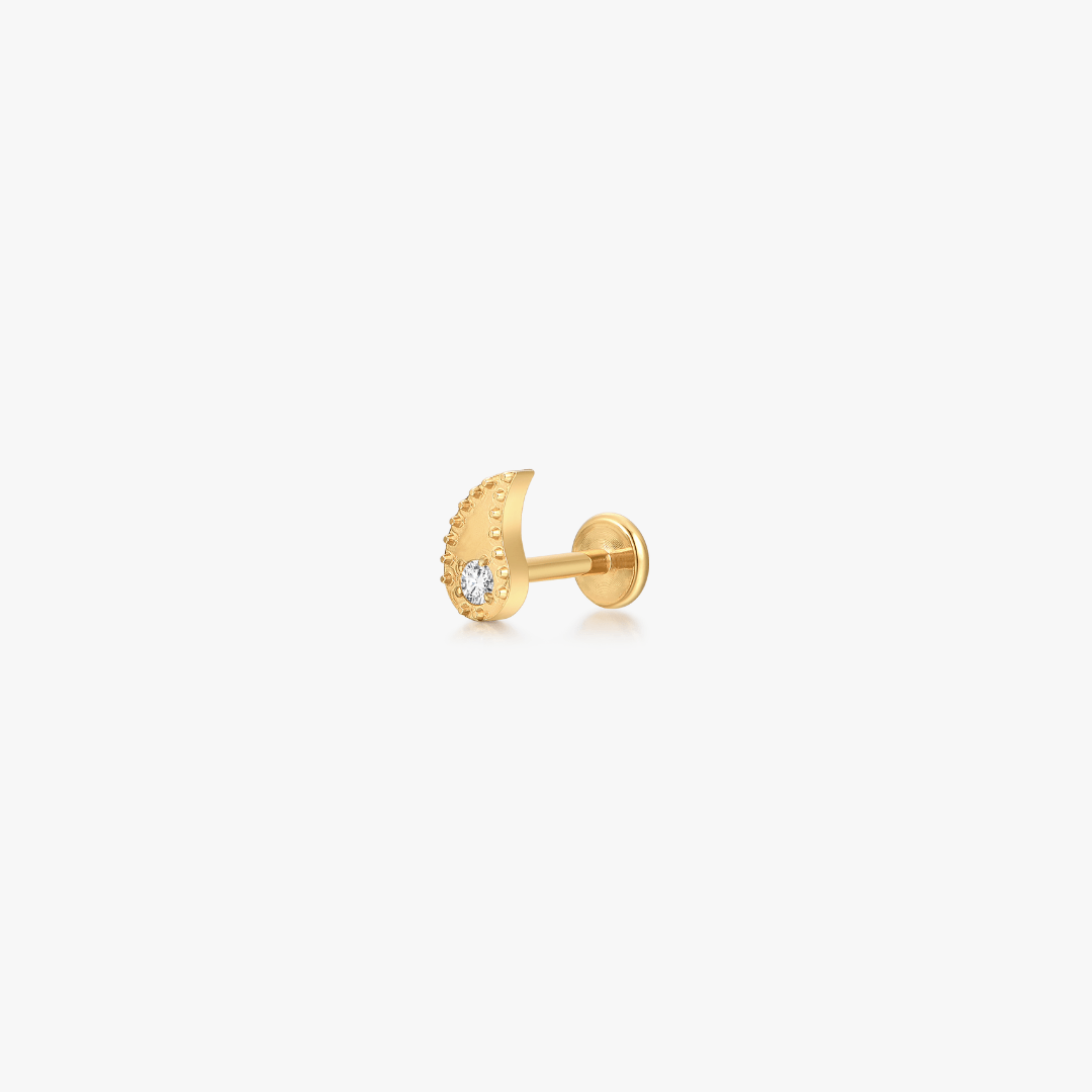 Paisley Titanium Flat Back Stud (Single) - Flaire & Co.