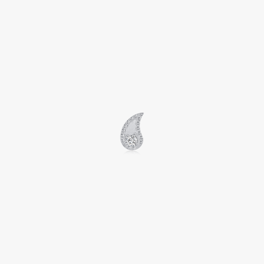 Paisley Titanium Flat Back Stud (Single) - Flaire & Co.