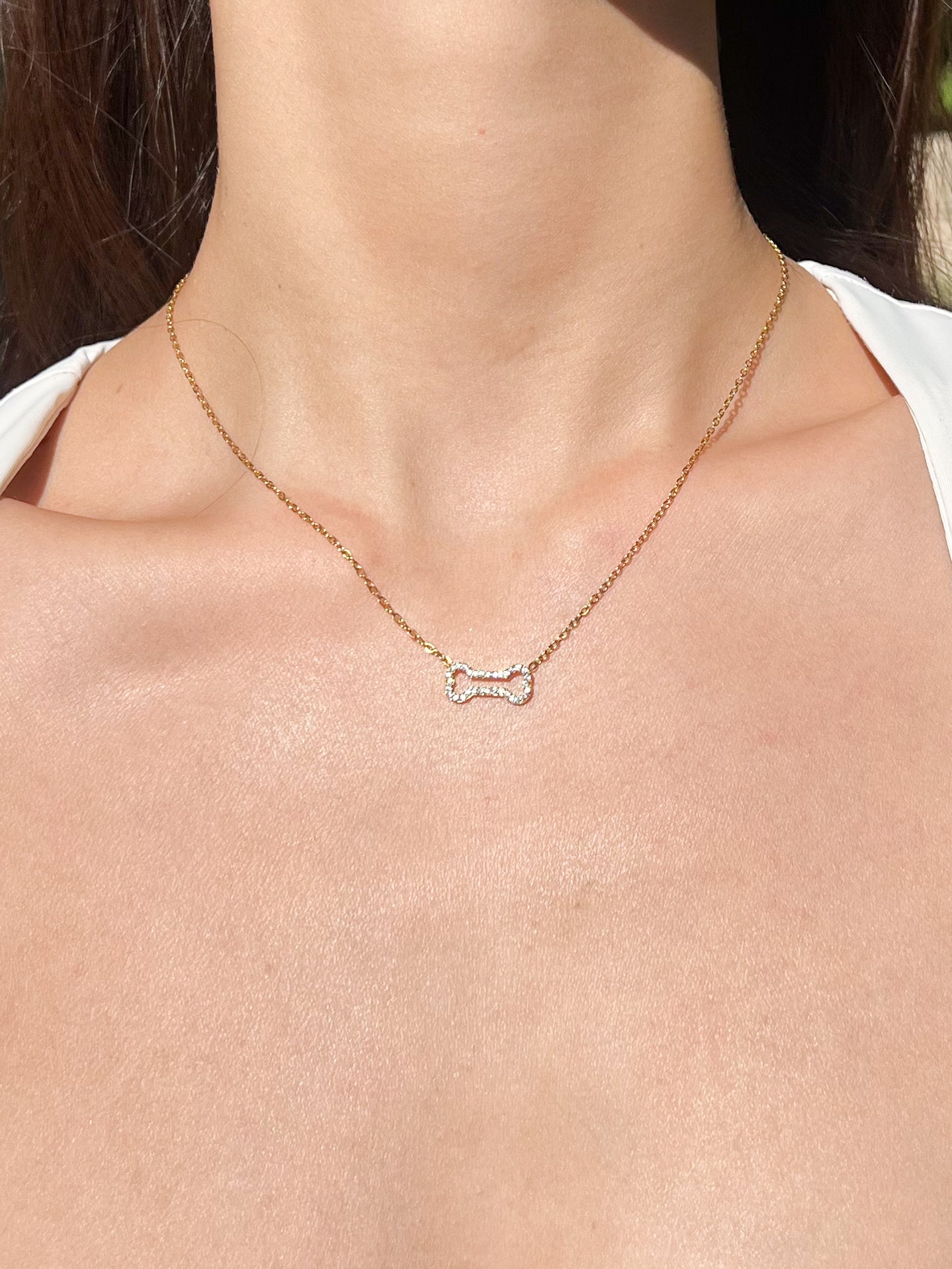 Pave Bone Necklace (Pawsitive Change Collection) - Flaire & Co.