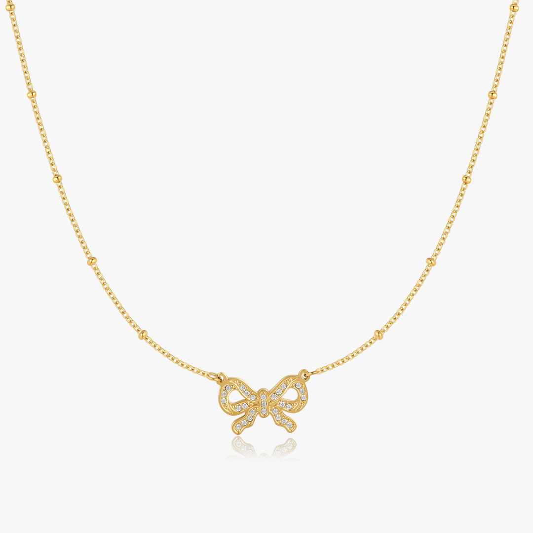 Pave Bow Necklace - Flaire & Co.