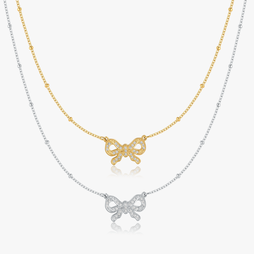 Pave Bow Necklace - Flaire & Co.