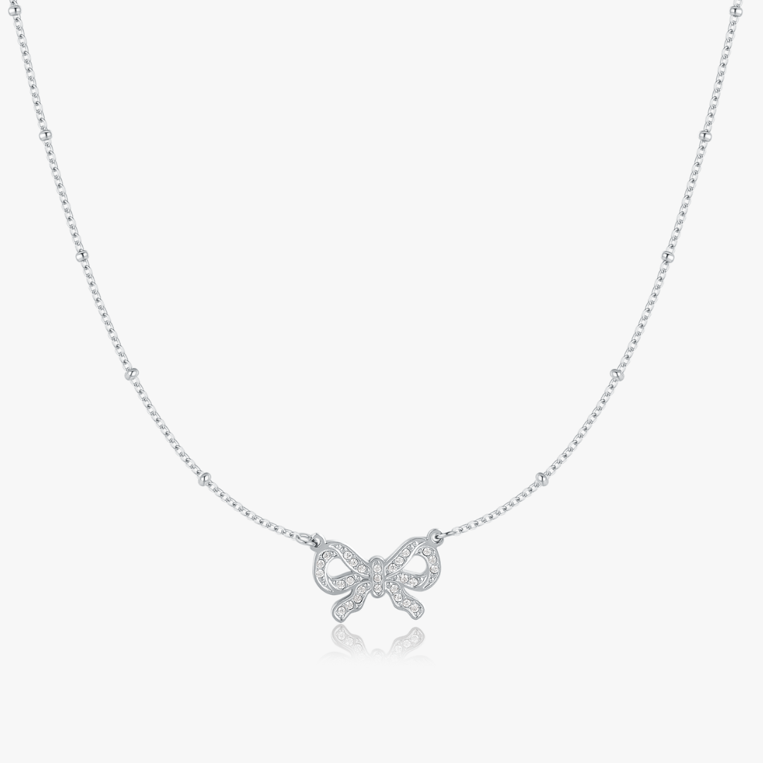 Pave Bow Necklace - Flaire & Co.