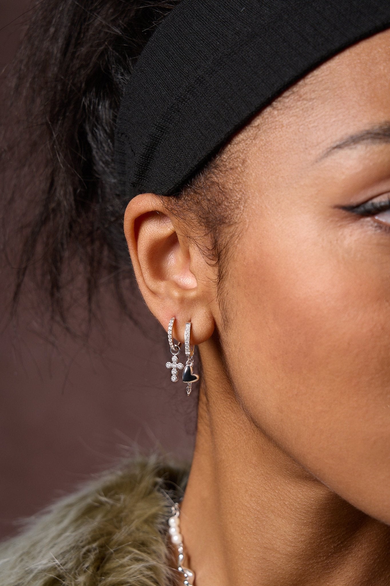 Pave Cross Hoop Charm (Single) - Flaire & Co.