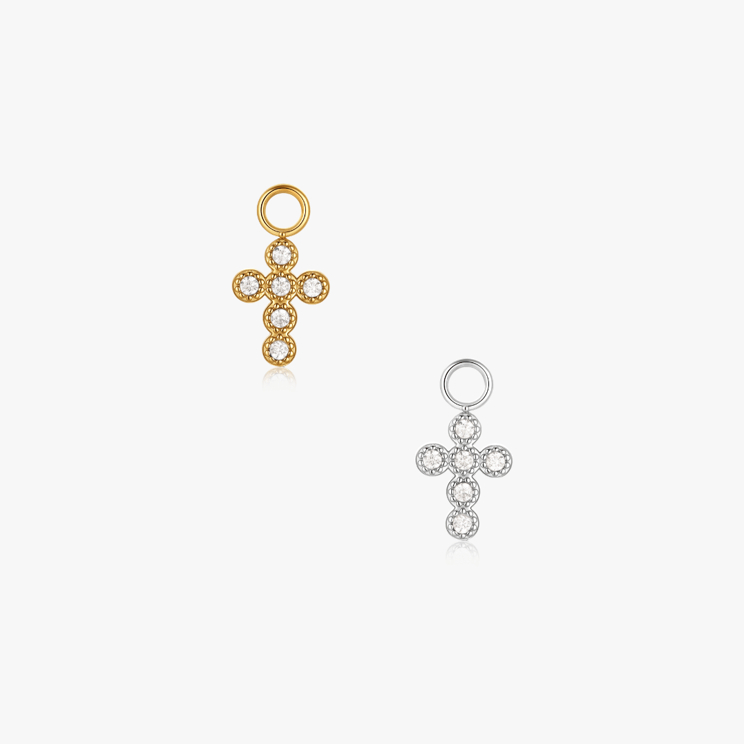 Pave Cross Hoop Charm (Single) - Flaire & Co.