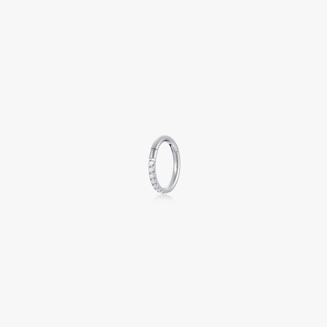 Pave Front Gem Titanium Clicker Hoop (Single) - Flaire & Co.