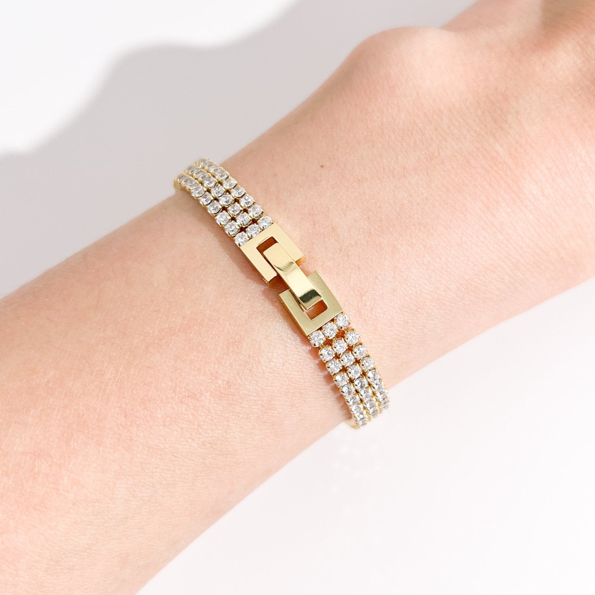 Pave Gems Bracelet in Gold - Flaire & Co.