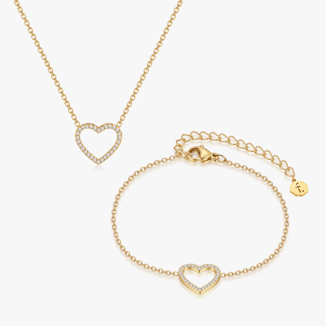 Pave Heart Gold Bundle - Flaire & Co.