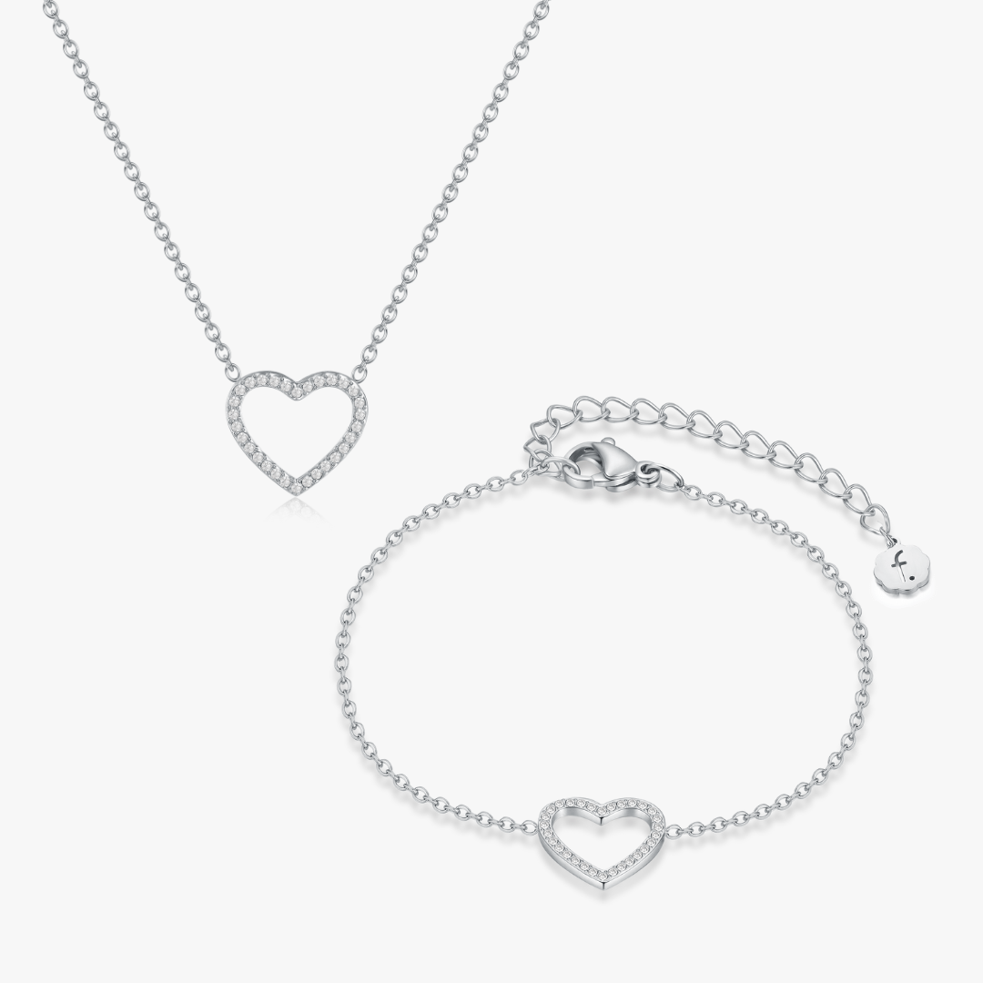 Pave Heart Silver Bundle - Flaire & Co.