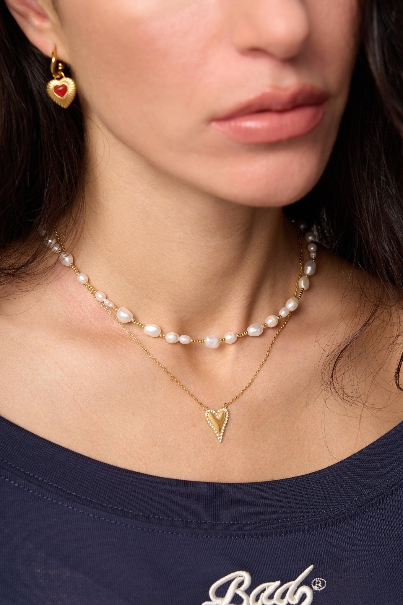 Pave Long Heart Necklace - Flaire & Co.